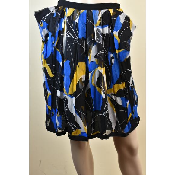 MIU MIU PRADA MG277S BLACK MULTI FLORAL CHIFFON ZIP SHORT SKIRT 38 2 ITALY - Picture 1 of 12